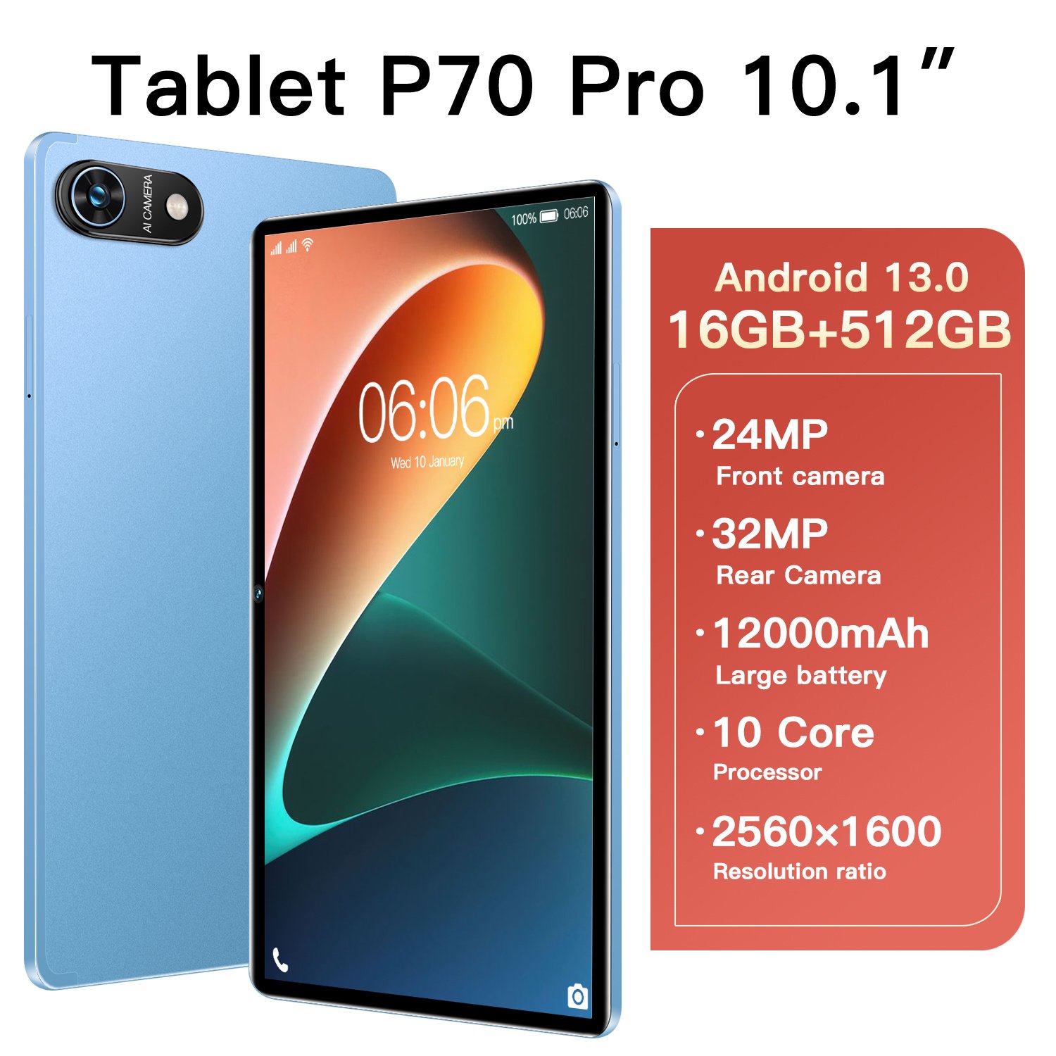 Android tablet 10 inch tablet and keyboard 16GB RAM 512GB Android 12 dual analog 4G 8MP camera 8000mAh tablet