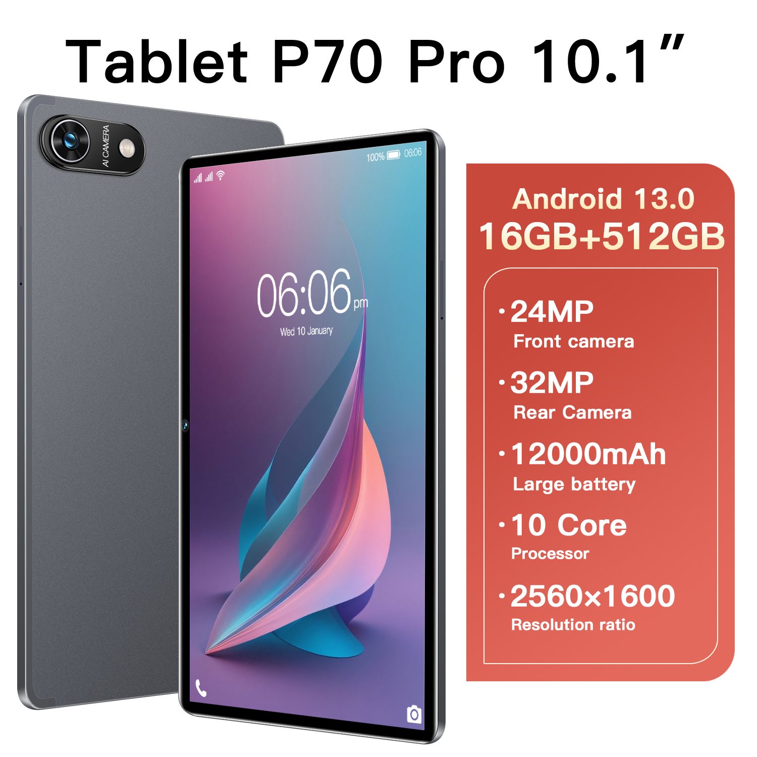 Android tablet 10 inch tablet and keyboard 16GB RAM 512GB Android 12 dual analog 4G 8MP camera 8000mAh tablet