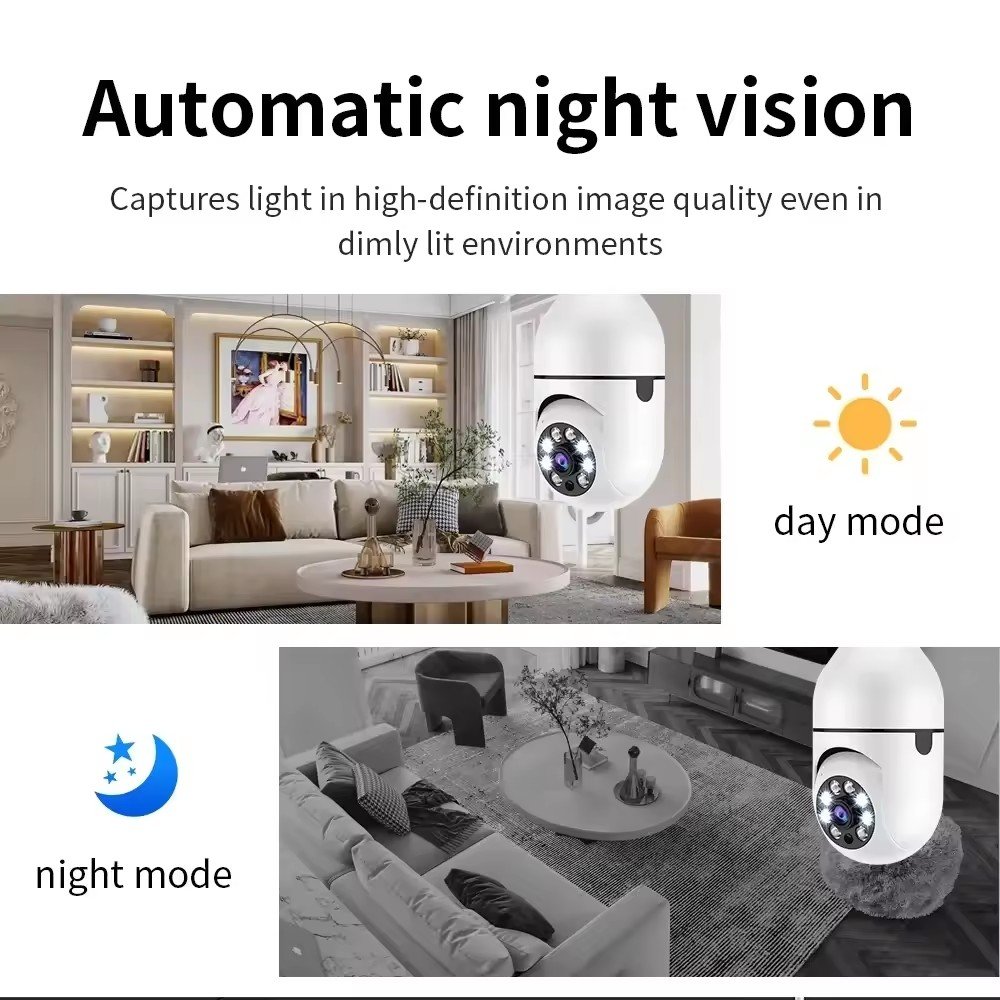 390eyes 720P HD Full Color Night Vision E27 Socket light camera CCTV network camera Auto Tracking Security 360 degree Camera