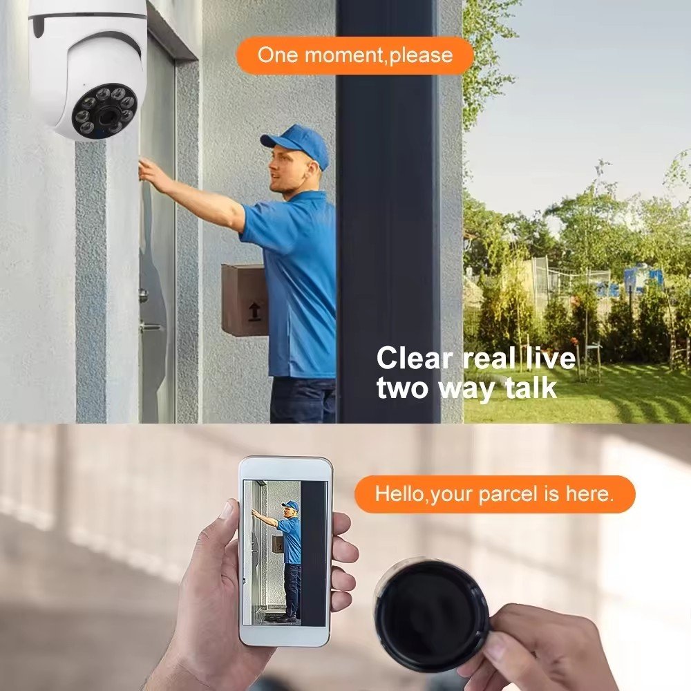 390eyes 720P HD Full Color Night Vision E27 Socket light camera CCTV network camera Auto Tracking Security 360 degree Camera