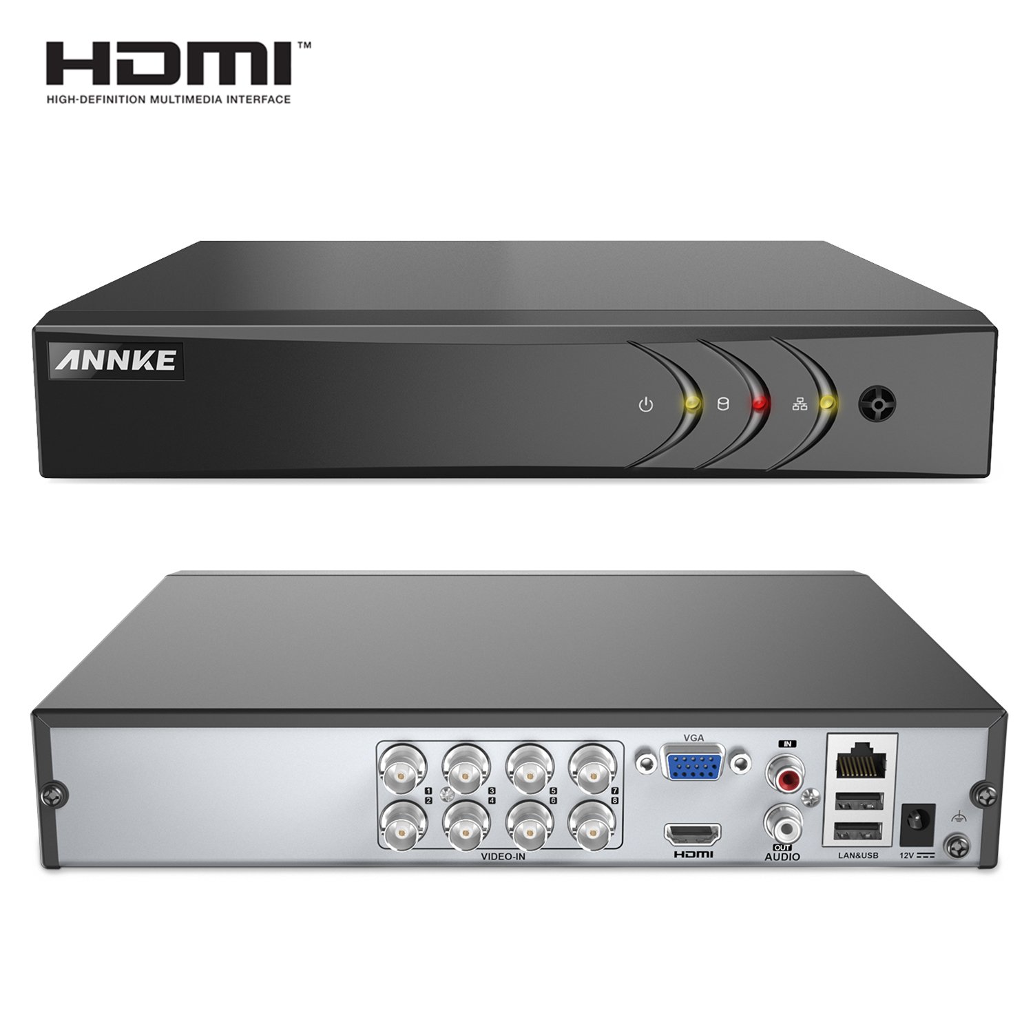 ANNKE 16CH 3K 5MP Hybrid DVR With 8pcs 2MP TVI ColorVu Full Time Color Turret Cameras with Ai Human and Vehicle Detection