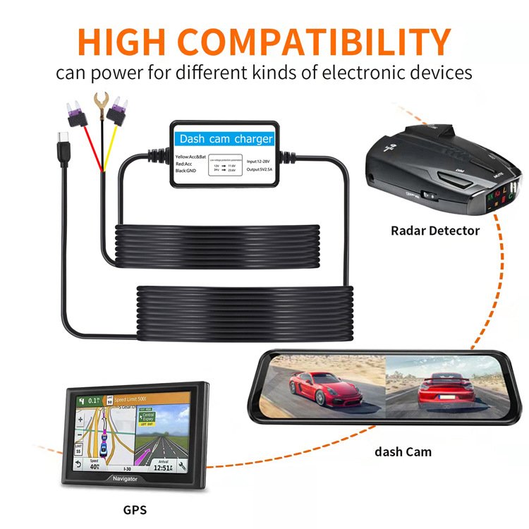 Dash Cam Cable Car Camera Hardwire Kit Buck Line 24 Hour Parking Monitoring Charging Cable Charger For DashCam Dash Camera DVR