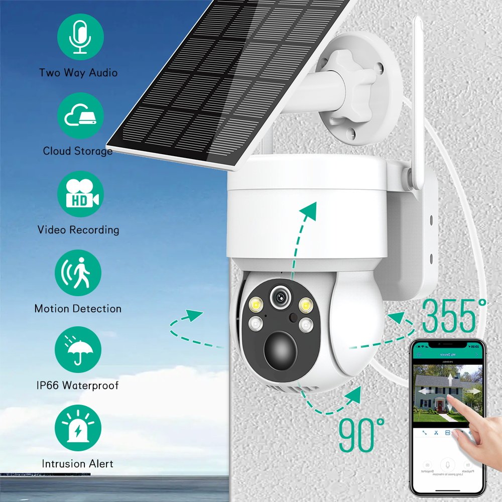 XMEYE ICSEE Outdoor WiFi Wireless IP Security Camera Indoor Application 128 Memory CMOS Solar Powered Network Technology CCTV