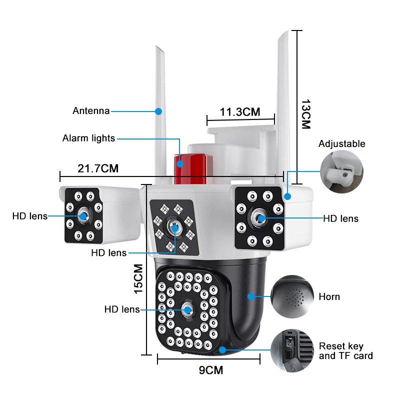 Yoosee 3lens Dual Screen 6MP Night Vision Human Detection Outdoor Security cctv Camera Wifi Wireless PTZ IP Bullet Camera