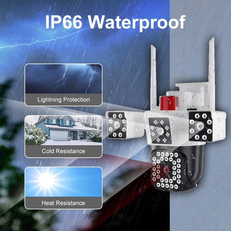 Yoosee 3lens Dual Screen 6MP Night Vision Human Detection Outdoor Security cctv Camera Wifi Wireless PTZ IP Bullet Camera
