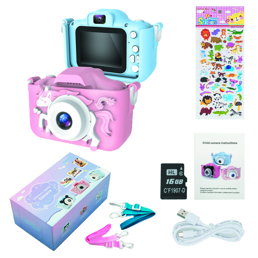 Jumon Cute Toys Horse Mini Digital Camera HD IPS Screen Cameras Toy Children Boys Girls Birthday Gifts Unicorn Kids Camera