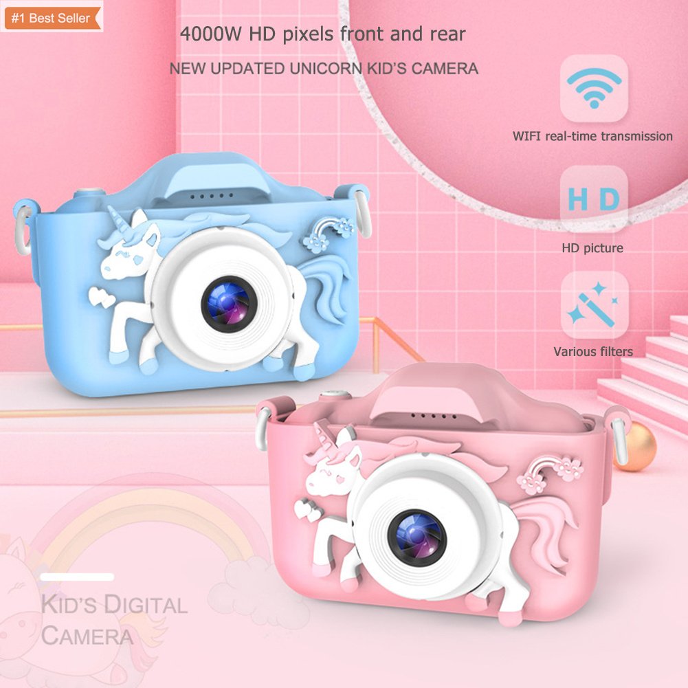 Jumon Cute Toys Horse Mini Digital Camera HD IPS Screen Cameras Toy Children Boys Girls Birthday Gifts Unicorn Kids Camera