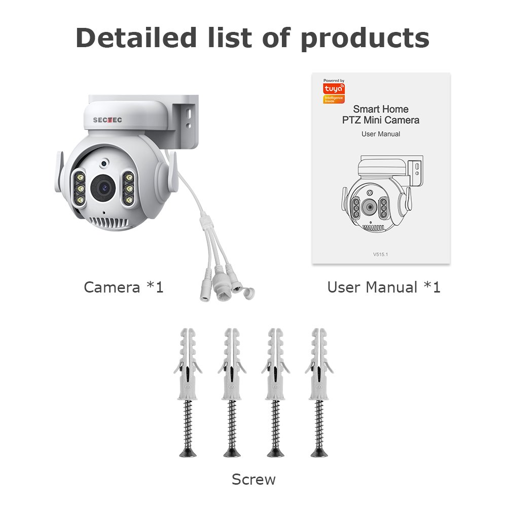 1 Inch Tuya Smart Mini Wireless Wifi IP Waterproof Camera Outdoor Night Vision Wifi PTZ Camera Network CCTV Outdoor Camera