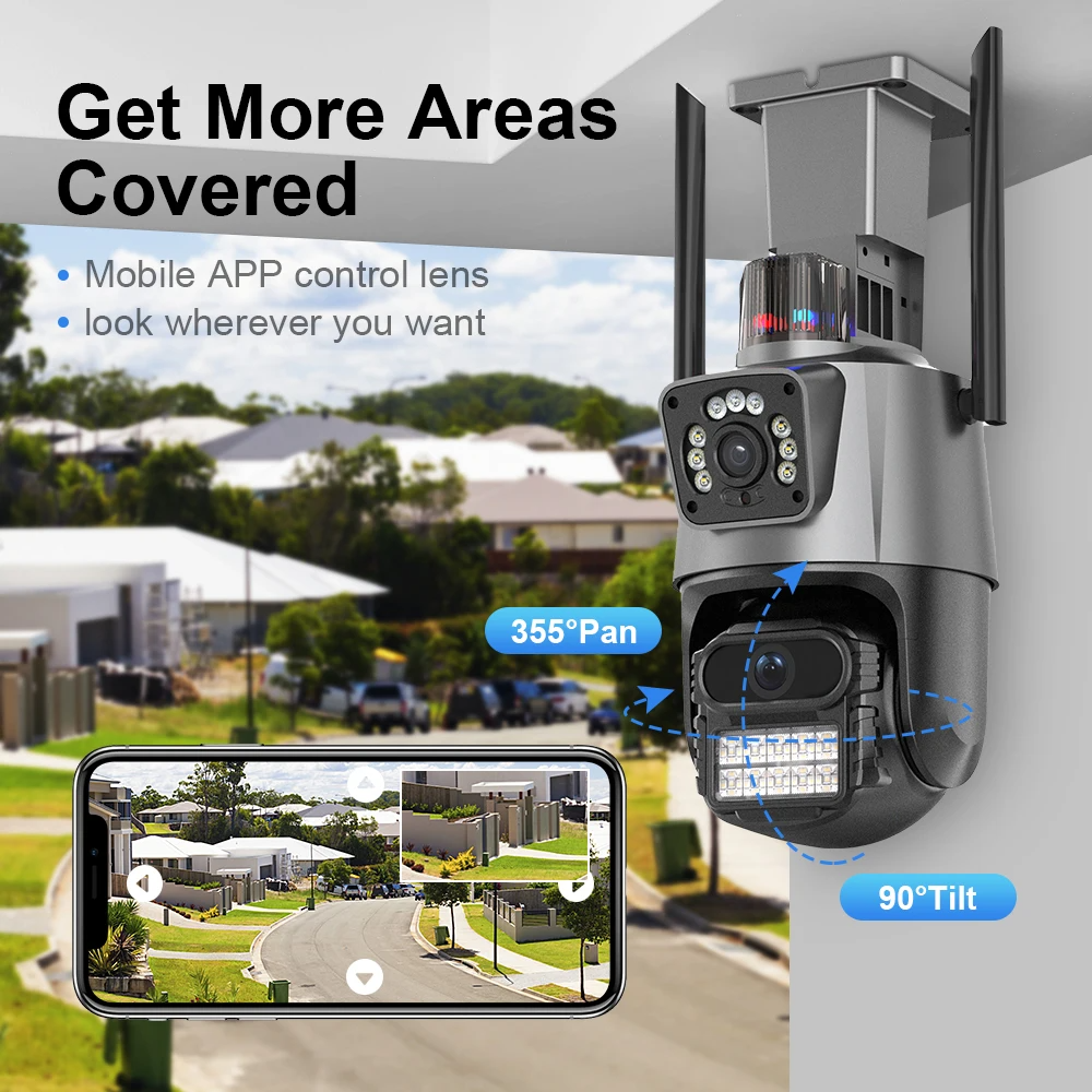 6.0 Megapixel PTZ CCTV Dome Camera Wireless IP Double Lens Long Distance Clear 6MP Video NVR Data Night Vision