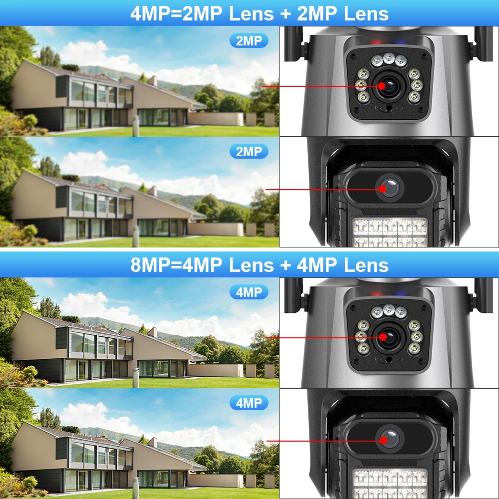 6.0 Megapixel PTZ CCTV Dome Camera Wireless IP Double Lens Long Distance Clear 6MP Video NVR Data Night Vision
