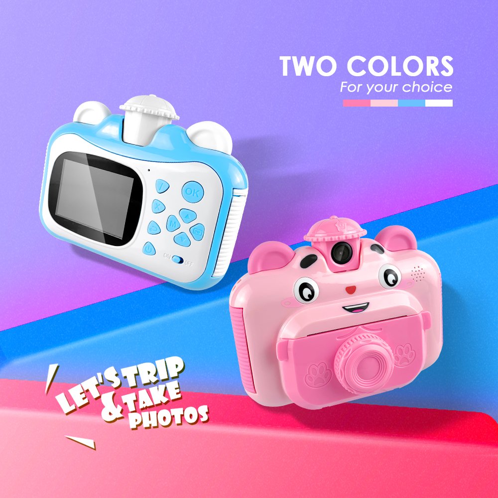 Children Instant Print Camera For Kids 1080p HD Mini Camera With Thermal Photo Paper Digital Camera kids Gifts toys K1