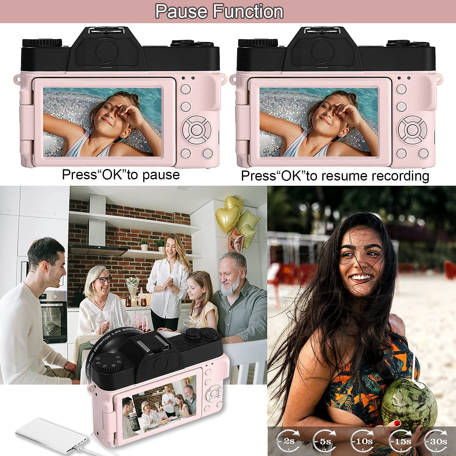 China Professional 4K 48MP Digital Zoom 1080P Rechargeable Photo Digital Cameras with 3.0 inch IPS Screen