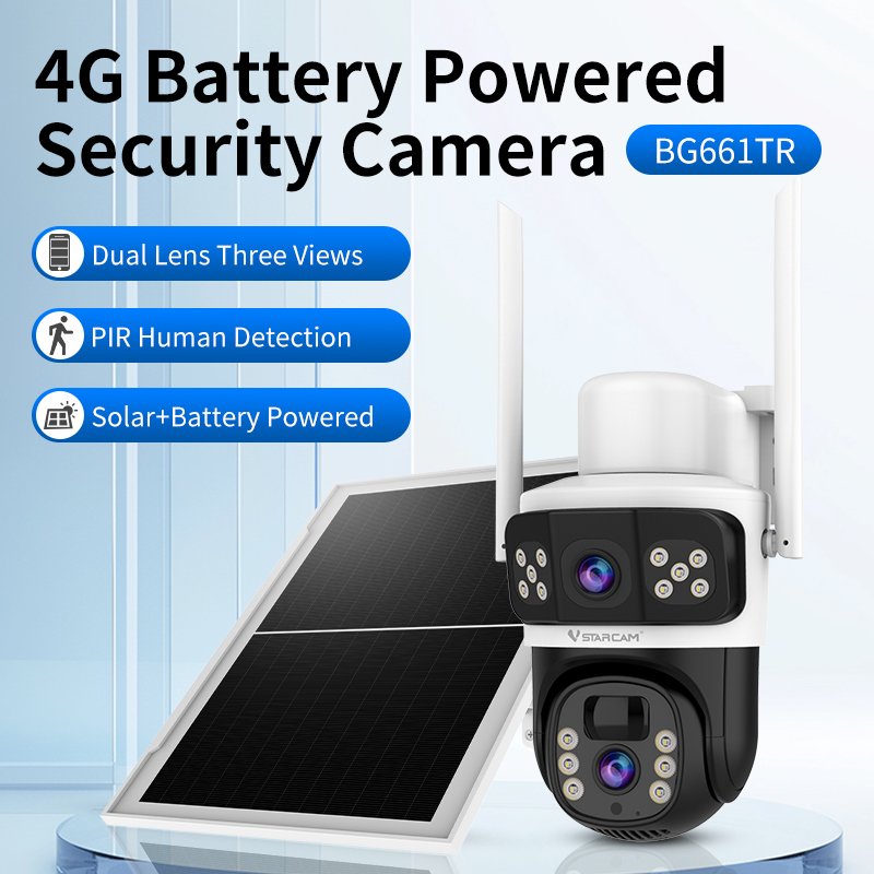 VStarcam 6MP Smart Human Detection Security Camera Two-Way Voice Outdoor CCTV Camera IP66 4G Solar Powered Camera