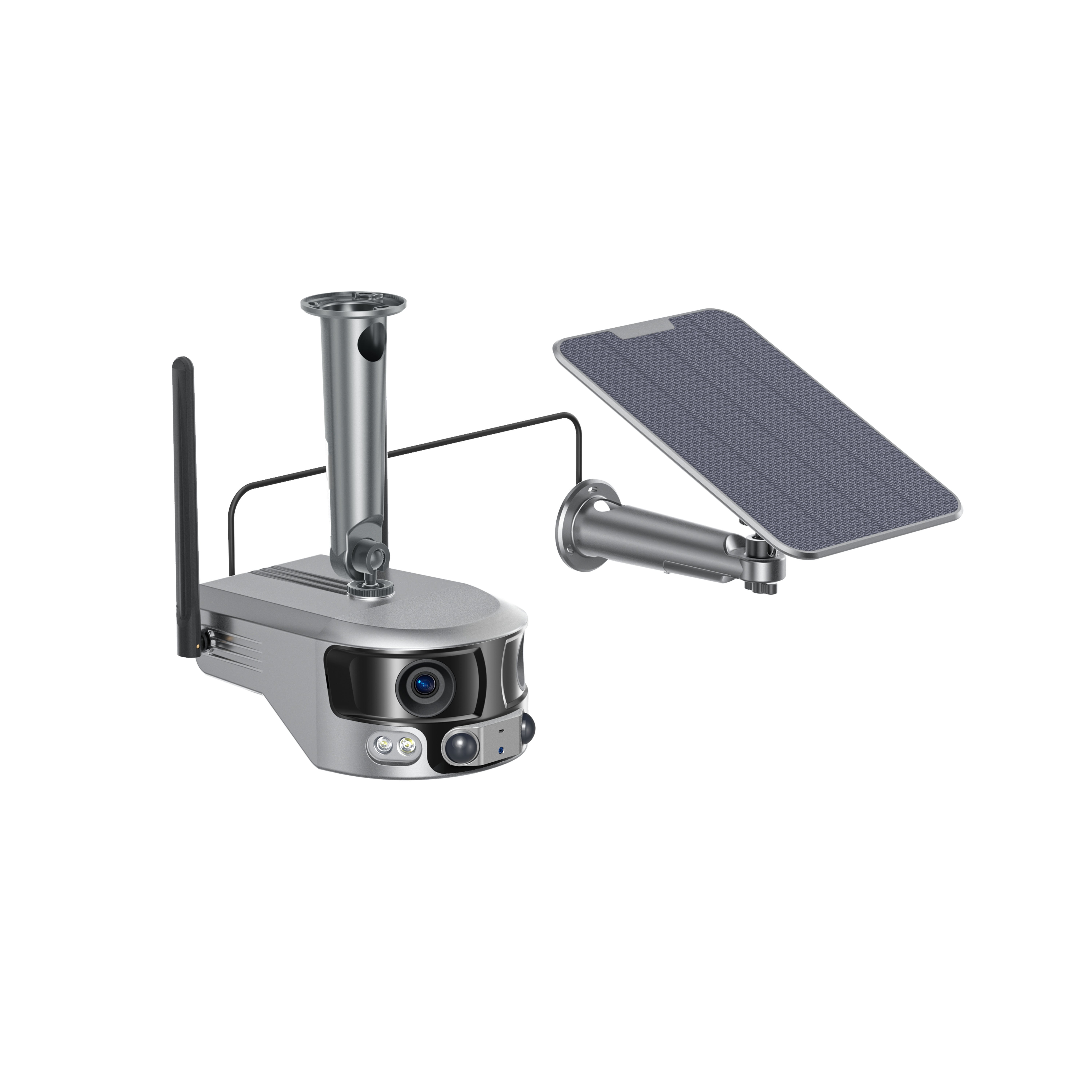 4K 8MP(4MP*2) Dual Lens 180 Degree Wide Angle Solar Power Wifi Network Camera Wi-fi H.265 Wireless Solar Camera Security System