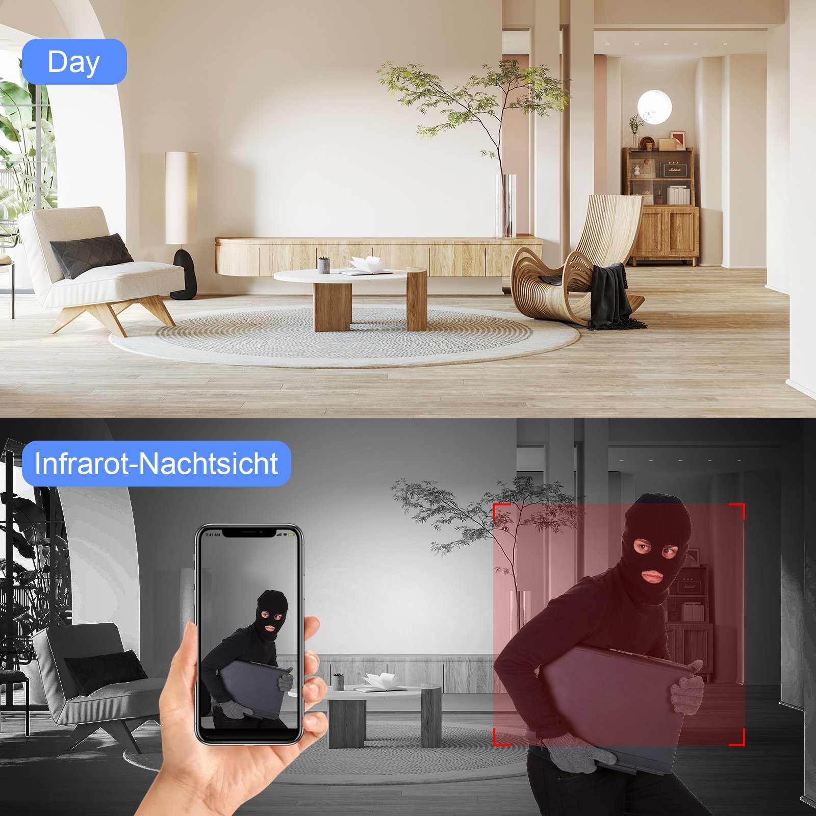 1080P Mini Camera Clock HD Alarm Clock WIFI Surveillance Home Camera with Night Vision Motion Detection