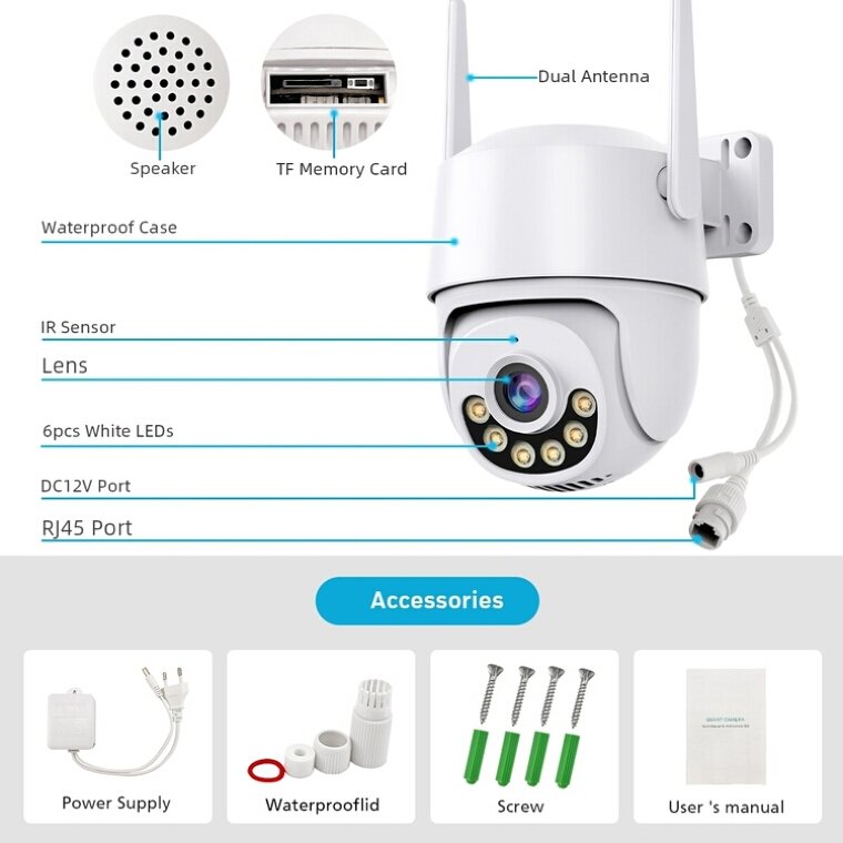 Haishamao High-Resolution 4MP WIFI Cctv Camera home Ip Outdoor Security IP Network Camera with Night Vision and Motion Detection