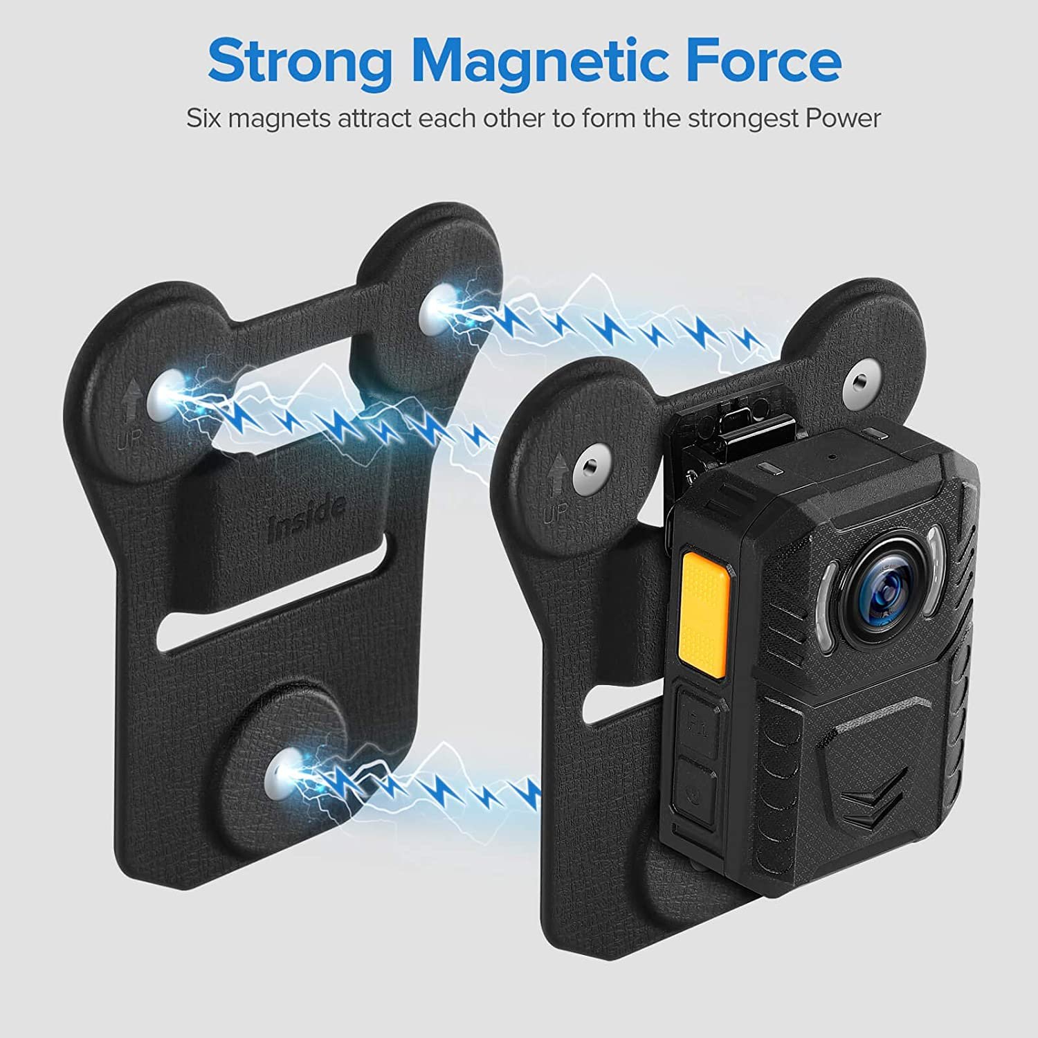 Body Camera Magnet Mount Universal Magnetic Suction Back Clip, Make from Black Silica Body Cam Mount BK02