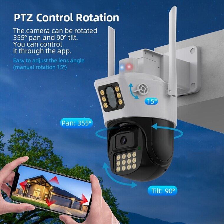 Hotsale 6MP Smart WiFi CCTV Camera 6MP PTZ Camera For Outdoor Dual Lens Wireless Security Camera WiFi