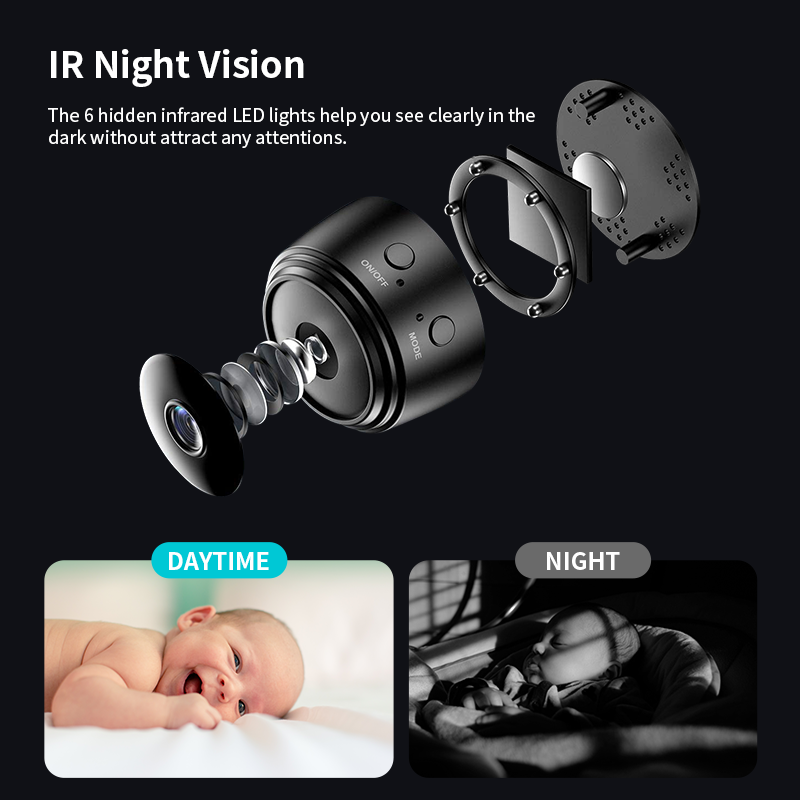 VESAFE Mini Wireless Camera Wifi 1080P Battery Powered Micro Night Vision A9 Mini Camera Wifi IP Mini Camera
