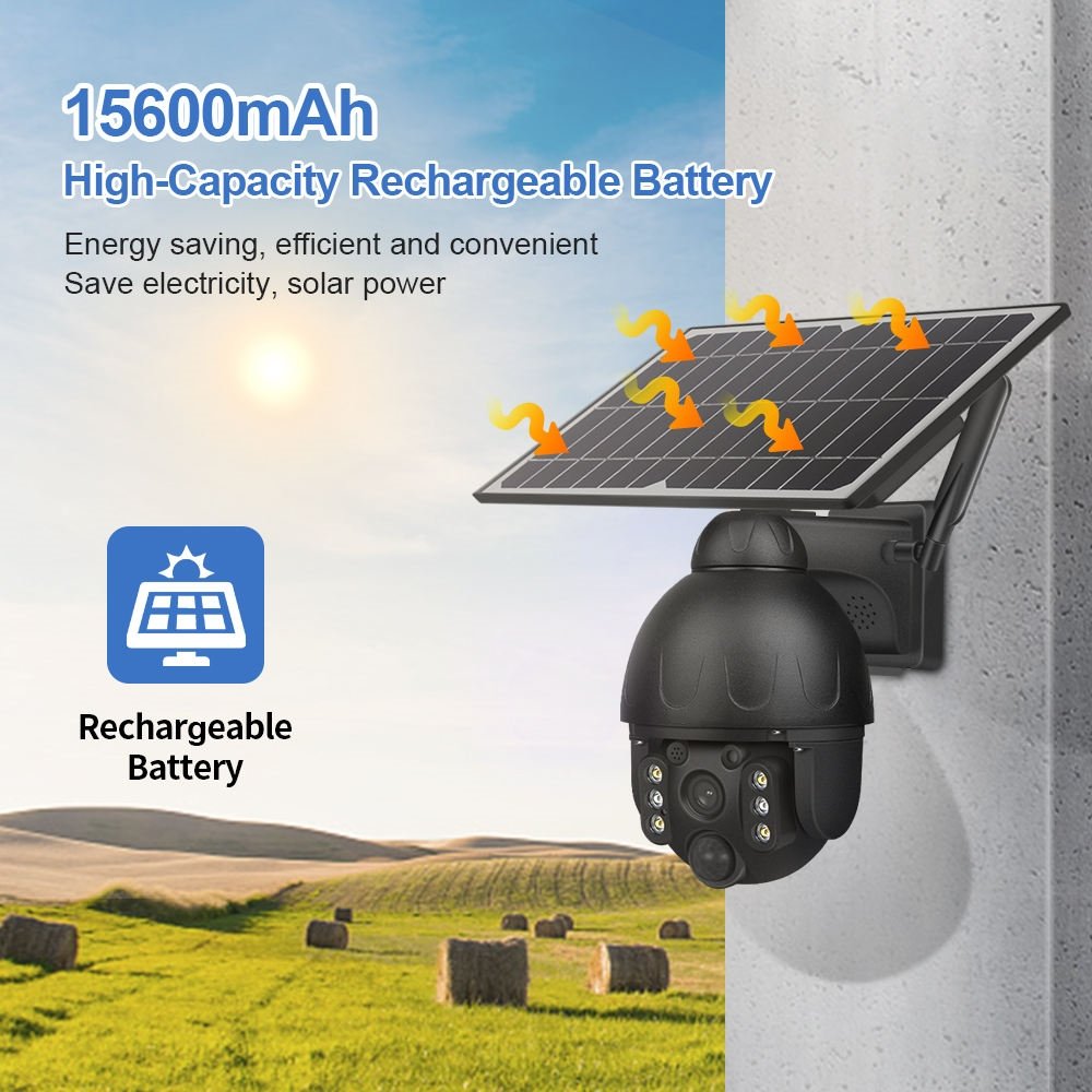 Custom Your Own Logo 3MP WIFI HD IP PIR Human Detection PTZ Security System Waterproof Outdoor WiFi Solar CCTV Camera