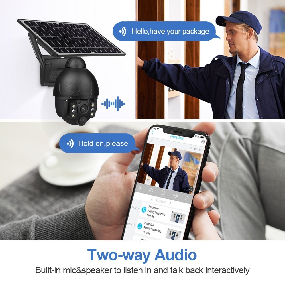 Custom Your Own Logo 3MP WIFI HD IP PIR Human Detection PTZ Security System Waterproof Outdoor WiFi Solar CCTV Camera