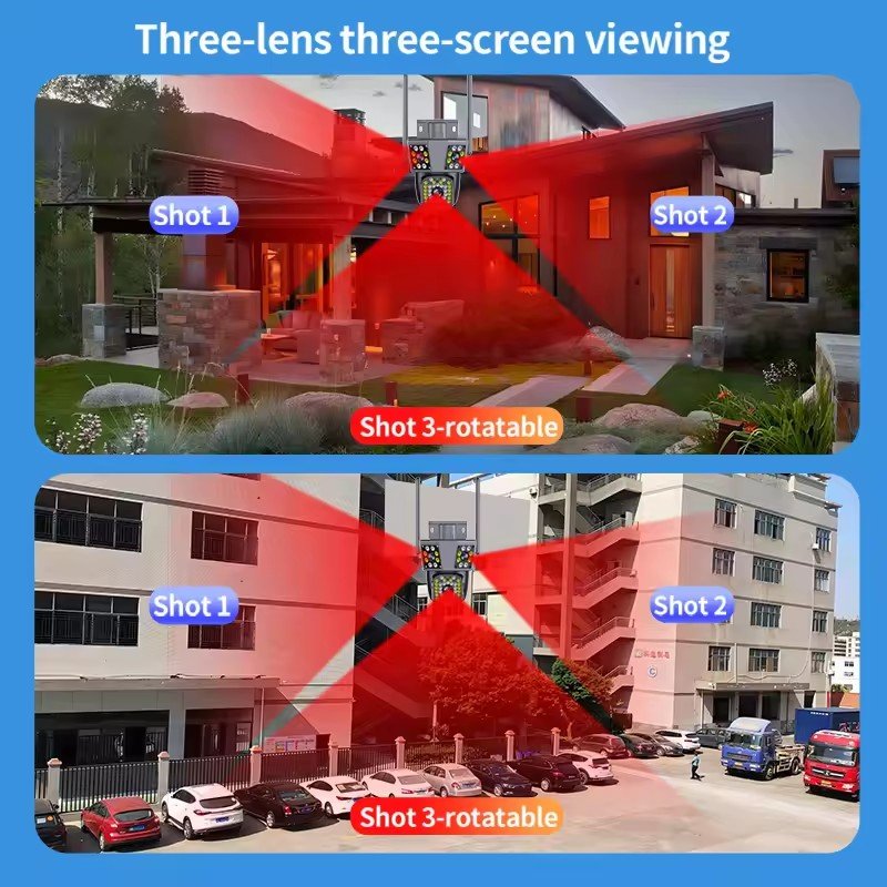 Three Lens Three Screens 10X Zoom 360 Sur-veillance 6MP Wifi Security HD CCTV PTZ Camera Wireless 360 Home Smart Network camera