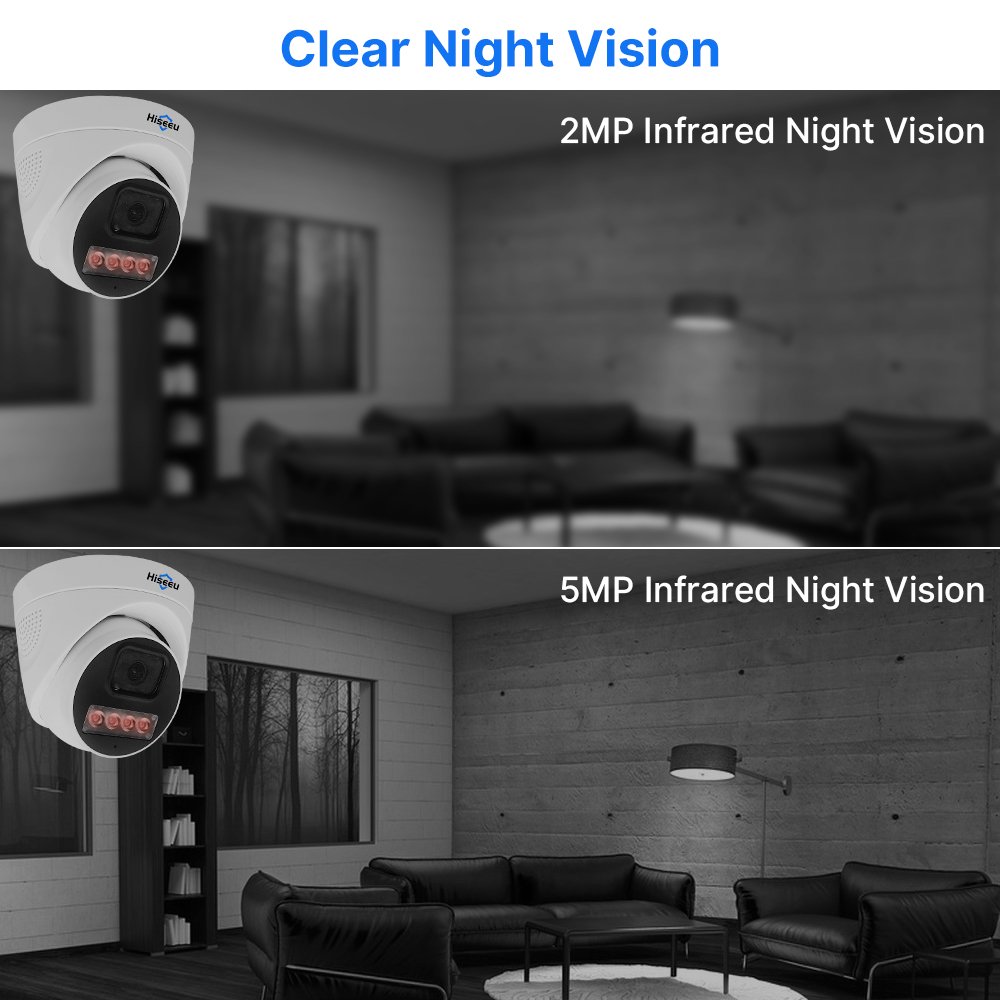 Hiseeu 5MP AHD Camera H.265 Indoor Security Night Vision Real-time Audio CCTV Surveillance Dome Ahd Cctv Analog Camera