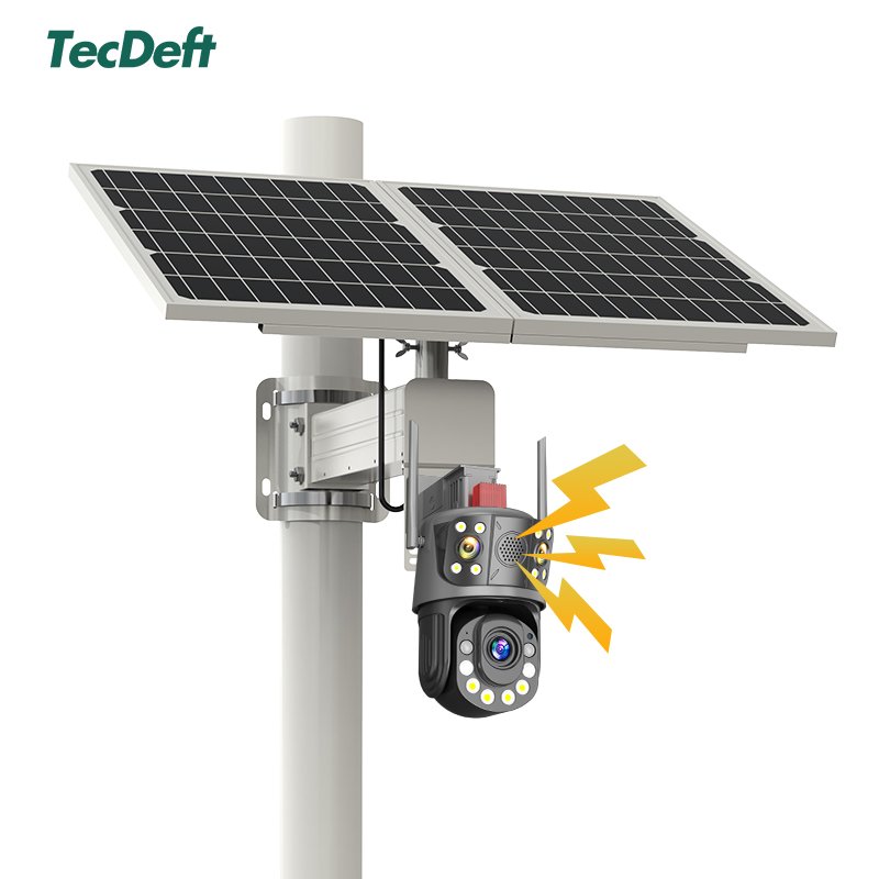 TecDeft Three Lens 4G Cctv Camera 12MP Bullet Wifi Security Solar System With Full Night Vision Auto Network 4g Camera