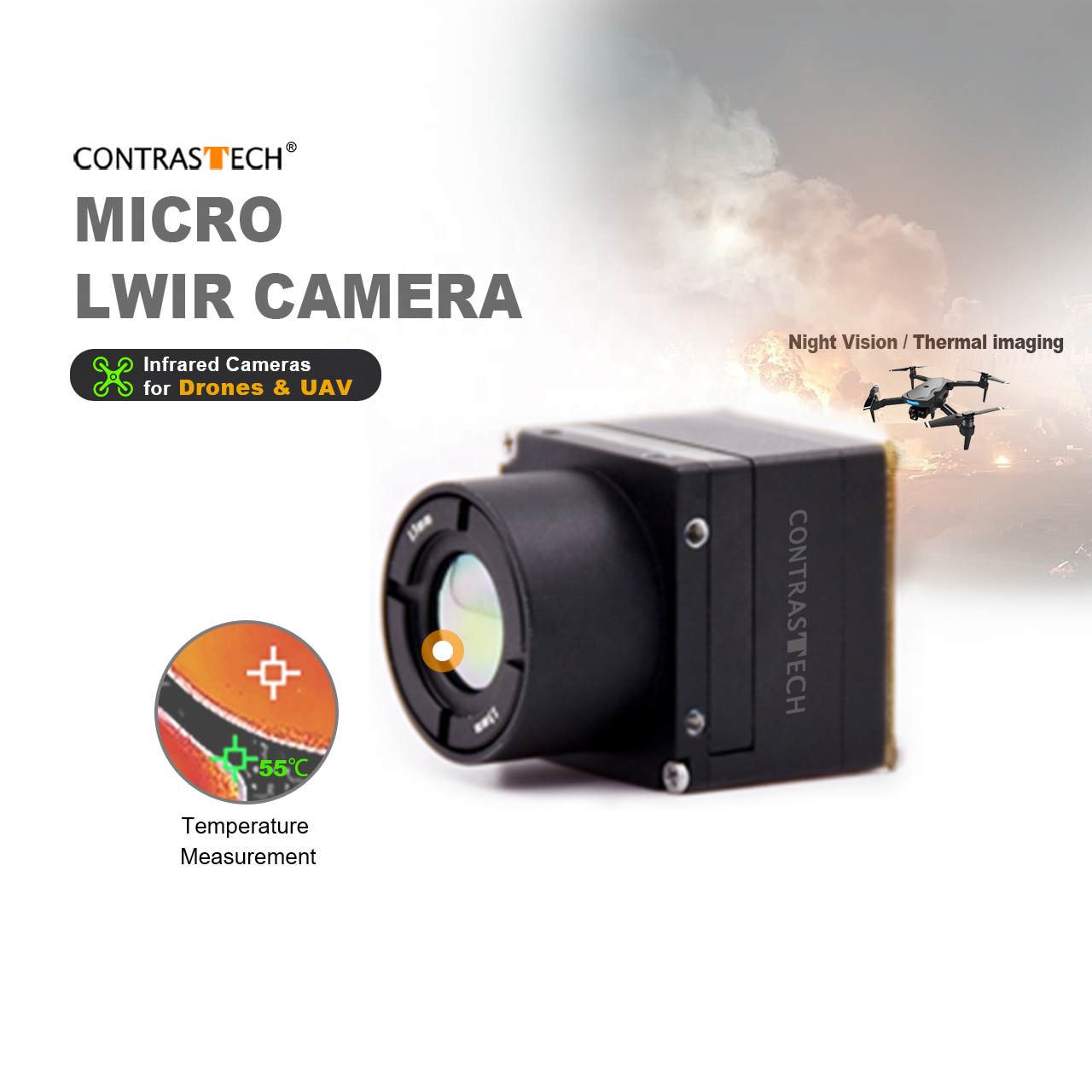 Observation 640x512 12um 50fps 30fps Uncooled VOx Microbolometer Infrared LWIR Night Vision UAV Robot Thermal Camera For Drone