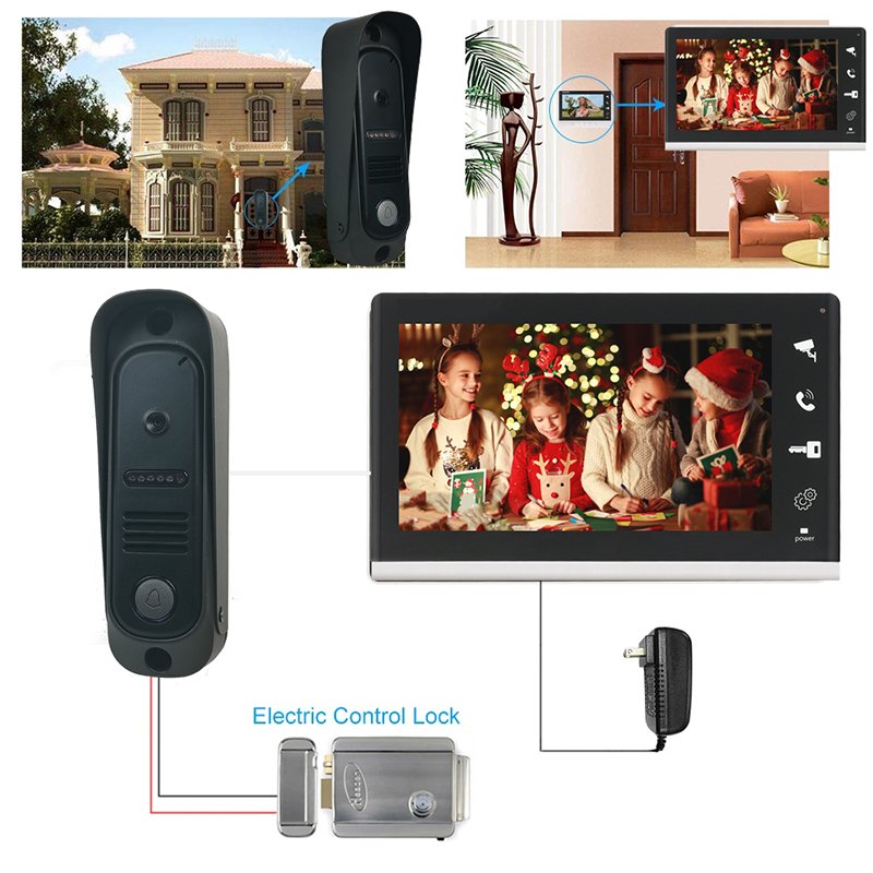 VIDEW 7 Inch HD Video Intercom System Camera Doorbell with Monitor Night Vision RFID Unlock Two Way Intercom for Villa Apartment