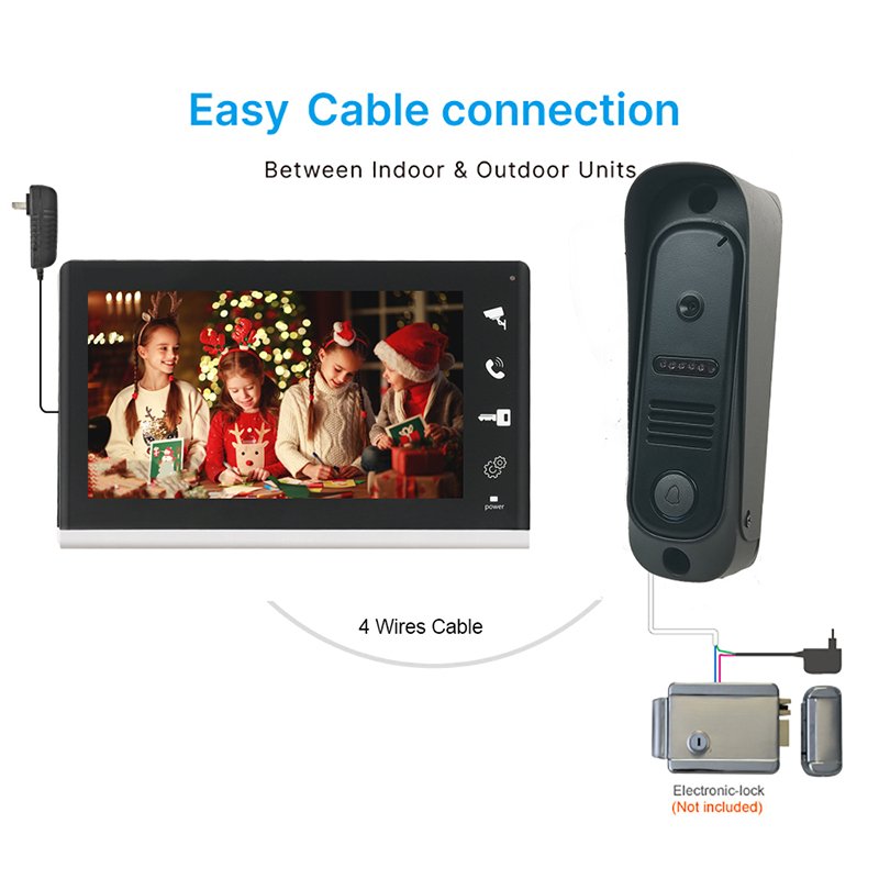 VIDEW 7 Inch HD Video Intercom System Camera Doorbell with Monitor Night Vision RFID Unlock Two Way Intercom for Villa Apartment