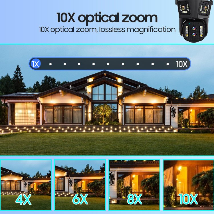 LEVOFAST 8K HD 10X optical zoom security camera 16MP Four Lens IP CCTV Camera ptz remote control Dual Lens network camera
