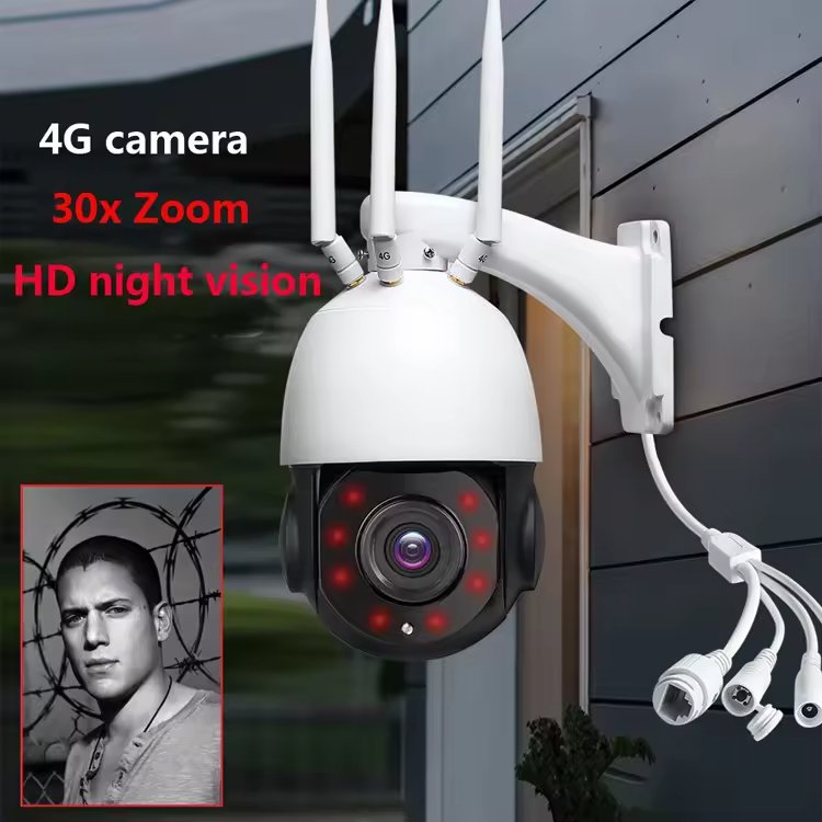 30X Auto Zoom 5MP HD IP PTZ Camera 4G WiFi Wireless PTZ Network Camera 30X Optical Zoom Camera Battery Powered 24 Hours