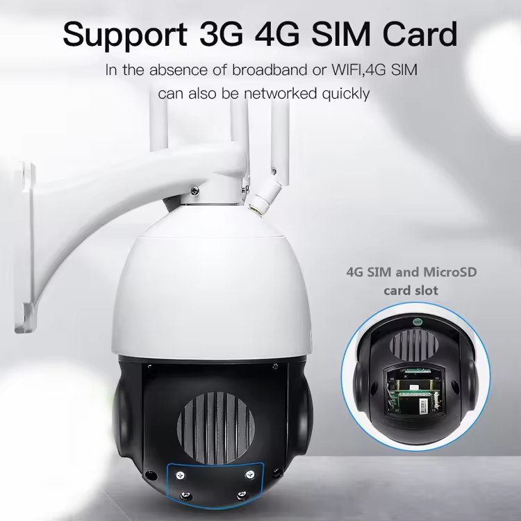 30X Auto Zoom 5MP HD IP PTZ Camera 4G WiFi Wireless PTZ Network Camera 30X Optical Zoom Camera Battery Powered 24 Hours