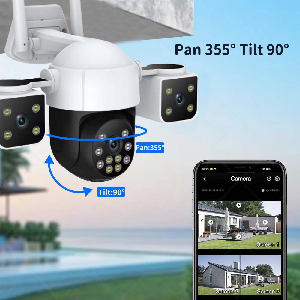 Yoosee Outdoor 6K 12MP Real 3 Lens 360 Dome Security Bullet Camera Home Wifi IP PTZ Surveillance Network CCTV Cameras Wireless