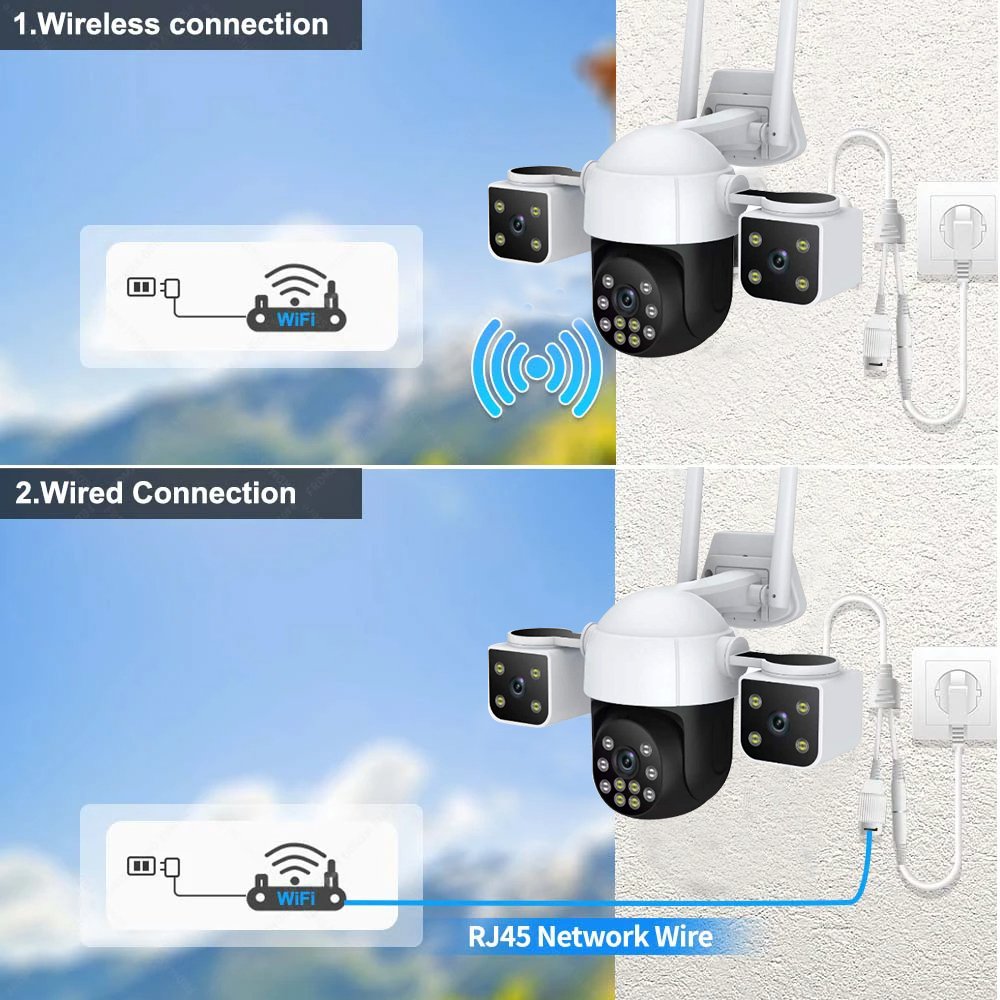 Yoosee Outdoor 6K 12MP Real 3 Lens 360 Dome Security Bullet Camera Home Wifi IP PTZ Surveillance Network CCTV Cameras Wireless