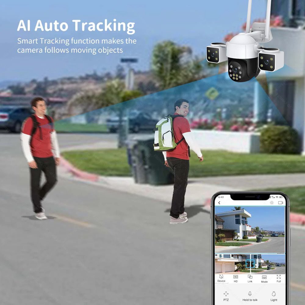 Yoosee Outdoor 6K 12MP Real 3 Lens 360 Dome Security Bullet Camera Home Wifi IP PTZ Surveillance Network CCTV Cameras Wireless