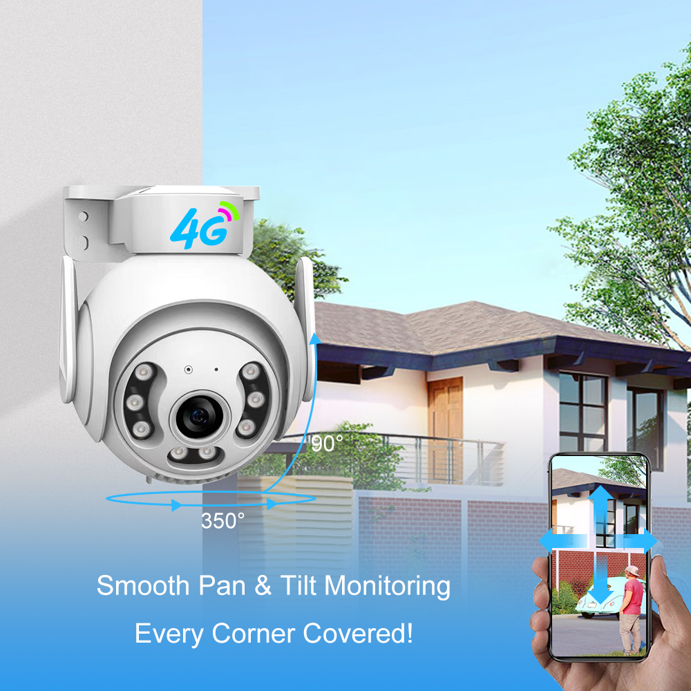 OEM 3MP Night Vision Home Use Wireless Surveillance 4G LTE Network Camera V380 Pro Outdoor Security PTZ 4G Sim Card CCTV Camera