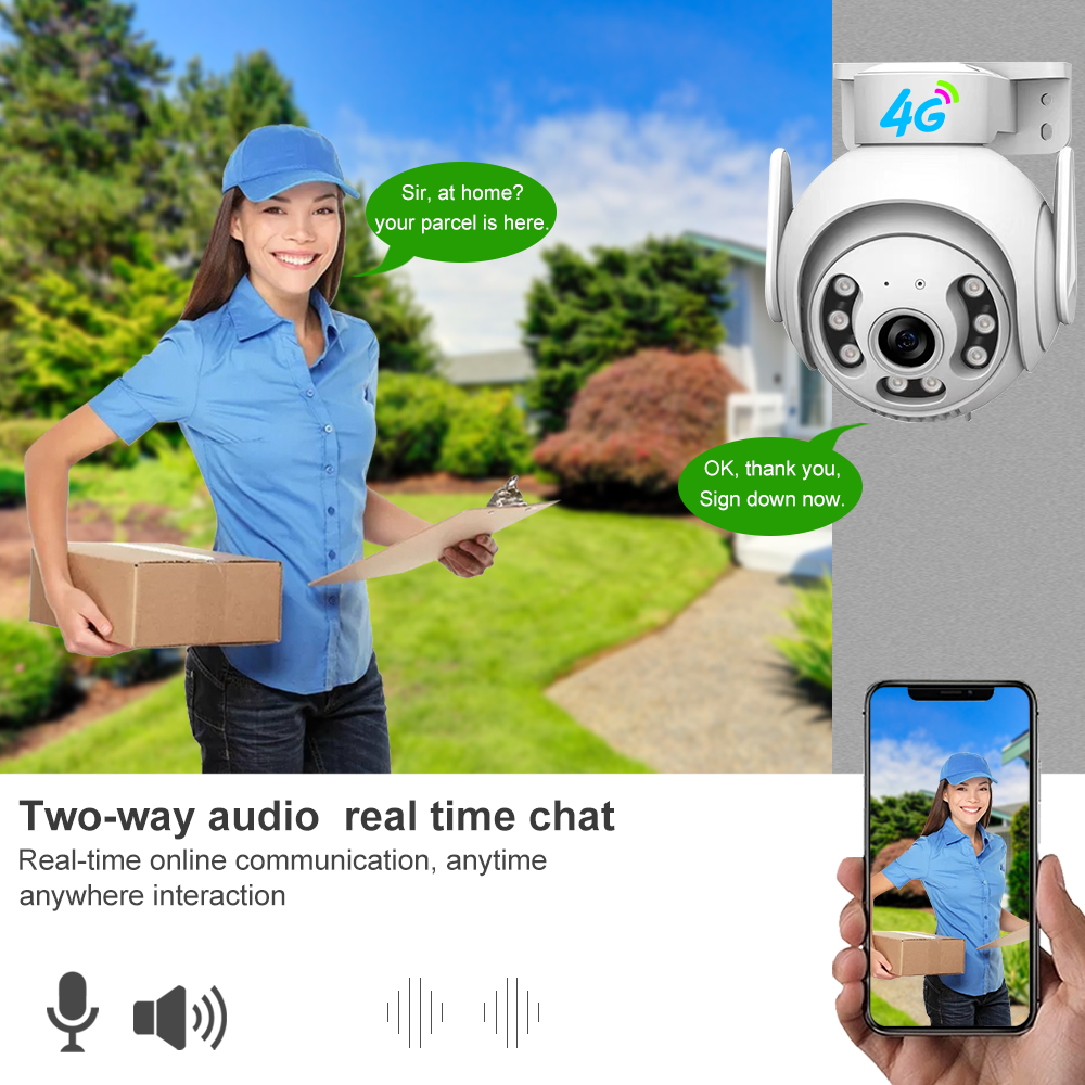 OEM 3MP Night Vision Home Use Wireless Surveillance 4G LTE Network Camera V380 Pro Outdoor Security PTZ 4G Sim Card CCTV Camera