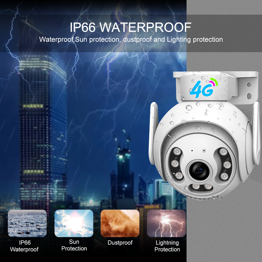 OEM 3MP Night Vision Home Use Wireless Surveillance 4G LTE Network Camera V380 Pro Outdoor Security PTZ 4G Sim Card CCTV Camera