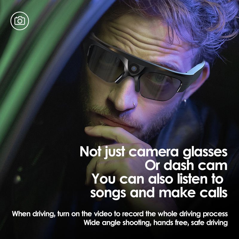 Portable IPX6 Waterproof Wireless Sport Action 2K 4K HD Micro Cameras Headphone Smart Glasses Sunglasses Mini Camera Outdoor