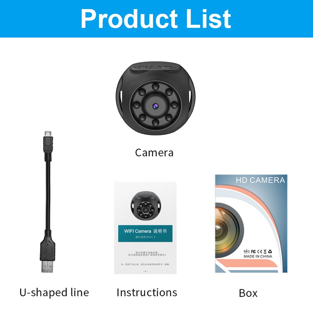 WK10 Wifi Mini Camera Infrared Night Vision Wireless Network Home Security Cameras Remote Real-Time Viewing Indoor And Outdoor