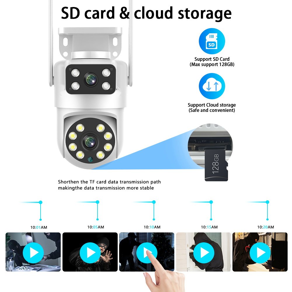 Tuya Smart Wireless Dual Lens Ptz Cctv Camera Wireless Camera Tracking 4mp Wifi Dual Lens Network Camera