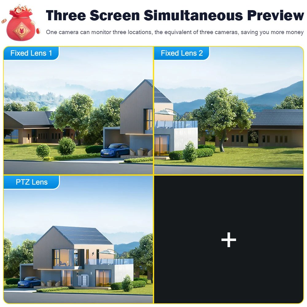 Yoosee IP67 Outdoor Three Lens 12MP WIFI Bullet Surveillance Camera Smart Home CCTV PTZ IP Security Network Cameras Wireless