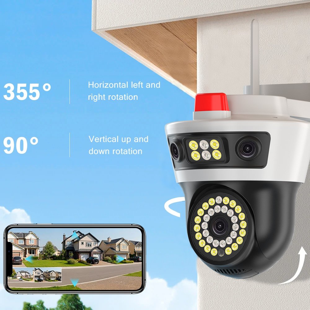 Yoosee IP67 Outdoor Three Lens 12MP WIFI Bullet Surveillance Camera Smart Home CCTV PTZ IP Security Network Cameras Wireless