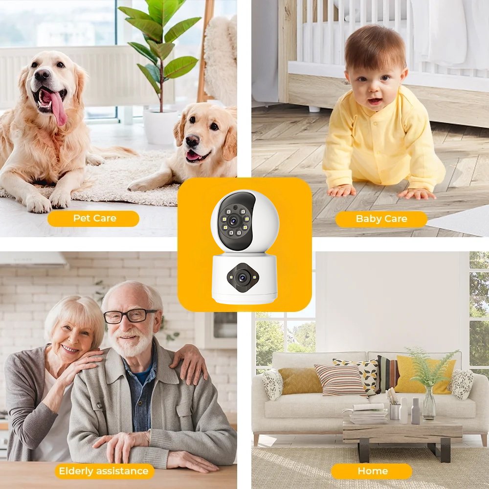 Y 4MP Home Security Two-Way Audio WiFi CCTV Camera 2MP Dual Lens 360 Panoramic P2P Wireless Baby Dog Monitor Analog Camera