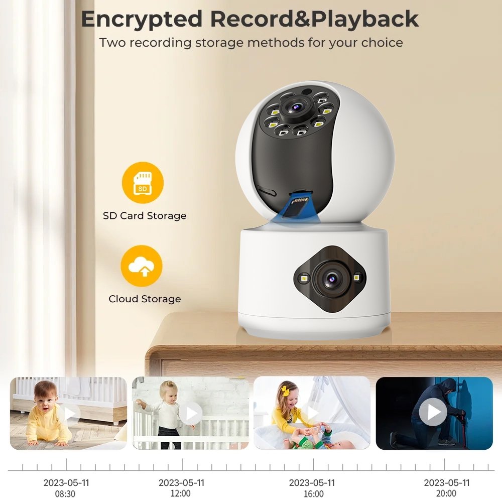 Y 4MP Home Security Two-Way Audio WiFi CCTV Camera 2MP Dual Lens 360 Panoramic P2P Wireless Baby Dog Monitor Analog Camera