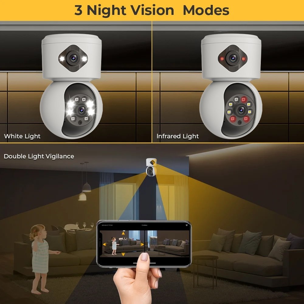 Y 4MP Home Security Two-Way Audio WiFi CCTV Camera 2MP Dual Lens 360 Panoramic P2P Wireless Baby Dog Monitor Analog Camera