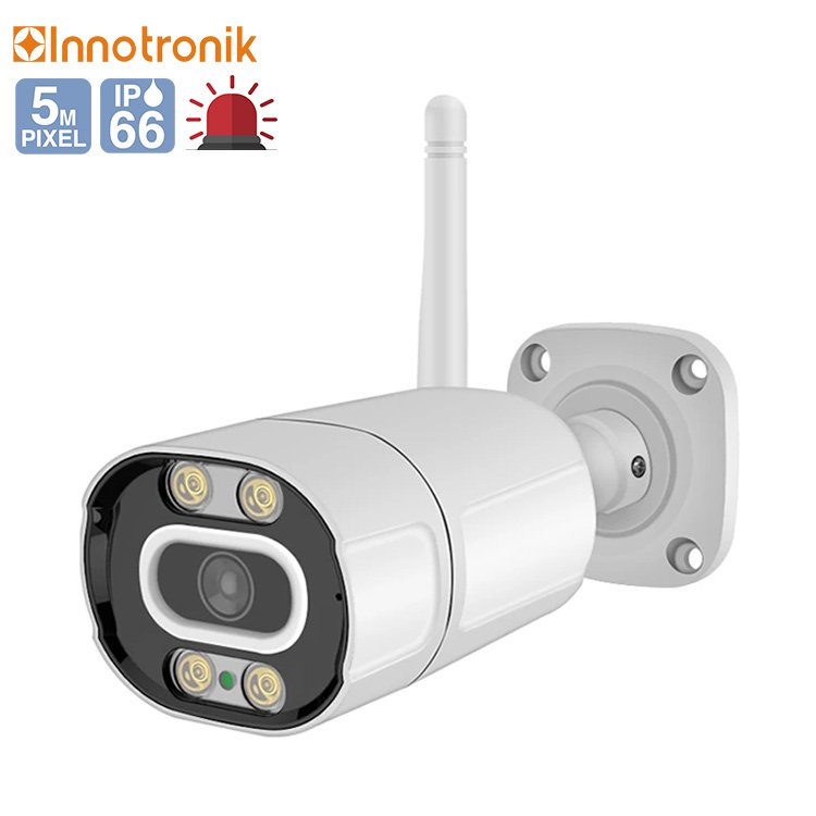 Innotronik Newest Smart 5MP Wifi Outdoor Waterproof Security Camera Wireless Video Surveillance Camera DC 12V White H.265 CMOS