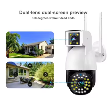 V380 4G Wifi Outdoor Security Camera Dual Lens Smart PTZ Camera CCTV System Human Tracking Wireless Camera